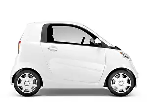 Mode Prints: Side view studio shot of white mini car