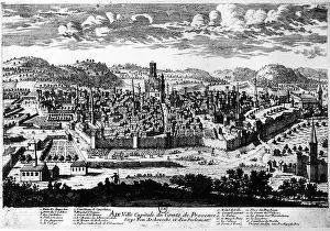 Fortification Prints: View of the town of Aix-en-Provence 17th century Engraving