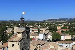 Wine Region Prints: View of the Vieux Ville at the village of Malaucène Vaucluse with Mont Ventoux in the distance