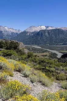 Birds View Prints: View from the viewpoint Mirador Rio Ibañez at the Carretera Austral in Patagonia, Chile
