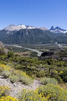 Birds View Prints: View from the viewpoint Mirador Rio Ibañez at the Carretera Austral in Patagonia, Chile