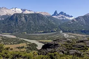 Birds View Prints: View from the viewpoint Mirador Rio Ibañez at the Carretera Austral in Patagonia, Chile