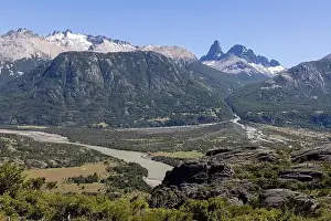 Birds View Prints: View from the viewpoint Mirador Rio Ibañez at the Carretera Austral in Patagonia, Chile