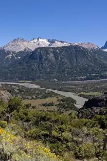 Birds View Prints: View from the viewpoint Mirador Rio Ibañez at the Carretera Austral in Patagonia, Chile