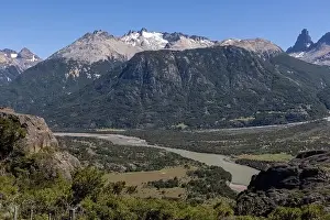 Birds View Prints: View from the viewpoint Mirador Rio Ibañez at the Carretera Austral in Patagonia, Chile