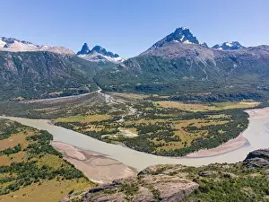 Birds View Prints: View from the viewpoint Mirador Rio Ibañez at the Carretera Austral in Patagonia, Chile
