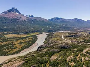 Birds View Prints: View from the viewpoint Mirador Rio Ibañez at the Carretera Austral in Patagonia, Chile