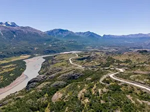 Birds View Prints: View from the viewpoint Mirador Rio Ibañez at the Carretera Austral in Patagonia, Chile