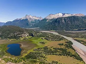Birds View Prints: View from the viewpoint Mirador Rio Ibañez at the Carretera Austral in Patagonia, Chile