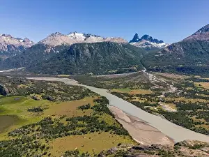 Birds View Prints: View from the viewpoint Mirador Rio Ibañez at the Carretera Austral in Patagonia, Chile
