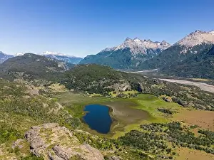 Birds View Prints: View from the viewpoint Mirador Rio Ibañez at the Carretera Austral in Patagonia, Chile