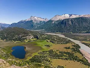 Birds View Prints: View from the viewpoint Mirador Rio Ibañez at the Carretera Austral in Patagonia, Chile