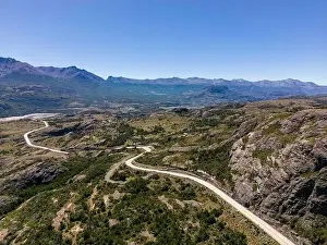 Birds View Prints: View from the viewpoint Mirador Rio Ibañez at the Carretera Austral in Patagonia, Chile