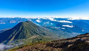 Lago Prints: View to Volcano Toliman at Lake Atitlan in Highlands of Guatemala - Aerial View