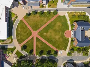 Worcester Prints: Top view of Worcester Polytechnic Institute WPI main campus around The Quad in city of Worcester
