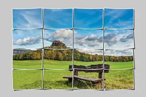 Vantage Prints: View to the Zirkelstein rock. The Zirkelstein is the smallest table mountain in the national park Saxon Switzerland
