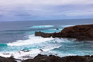 Directly Above Prints: Viewpoint in Los Hervideros. Rugged lava west coast between Playa Blanca and El Golfo