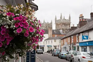 Pubs Prints: Views of East Street and the Minster Church of St Cuthburga in Wimborne, Dorset in the UK