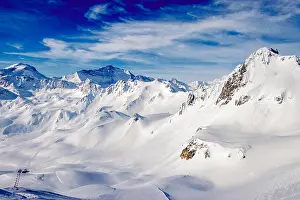 Chairlift Prints: Views around Espace Killy the ski resorts of Tignes and Val D'Isere on a fantastic winter day in Februari