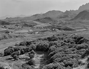Isle Of Skye Prints: Views overlooking the excavation of an Iron Age broch in the garden of the Flodigarry Hotel