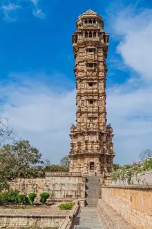 Mandir Prints: Vijaya Stambha (Tower of Victory) at Chittor Fort in Chittorgarh, Rajasthan state, India