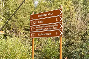 Street Sign Prints: Vikaköngäs, Arctic Circle Hiking Area, lapland, Finland