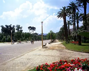 Italien Prints: Villa Comunale Park on the seafront, Naples, Campania, Italy