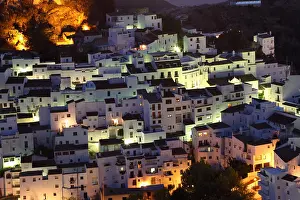 Pueblo Prints: Village Casares illuminated at night. Andalusia, Spain