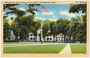 Halls Prints: Village hall and common, from centre