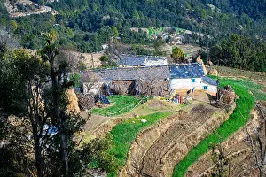 Cloud Sky Prints: Village house in Hills of Uttarakhand, Pithoragarh, India
