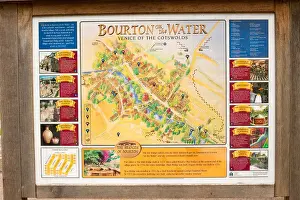 Cotswolds Prints: Village Map of Bourton-On-The-Water The Cotswolds Gloucestershire UK