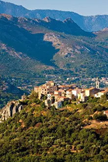 Calvi Prints: Village of Montemaggiore ( Montegrosso ) with the Monte Grosso range