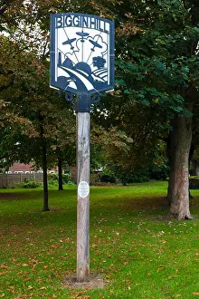 Hurricane Prints: Village sign, Biggin Hill, Kent, UK