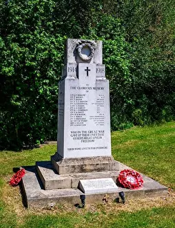 Poppy Prints: The village War Memorial, Tempsford, Bedfordshire, England, UK