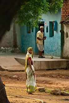 Village Life Prints: Two villagers in a small village outside of Khajuraho