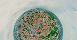 Lithuanian Prints: Vilnius Old town, the historic center of Lithuania, European city. 360 VR panorama