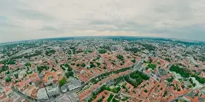 Lithuanian Prints: Vilnius Old town, the historic center of Lithuania, European city. 360 VR panorama