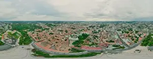 Lithuanian Prints: Vilnius Old town, the historic center of Lithuania, European city. 360 VR panorama