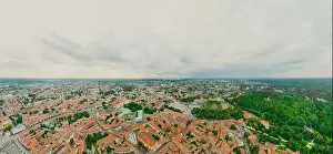 Lithuanian Prints: Vilnius Old town, the historic center of Lithuania, European city. 360 VR panorama