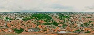 Lithuanian Prints: Vilnius Old town, the historic center of Lithuania, European city. 360 VR panorama
