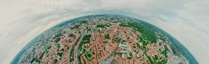 Lithuanian Prints: Vilnius Old town, the historic center of Lithuania, European city. 360 VR panorama