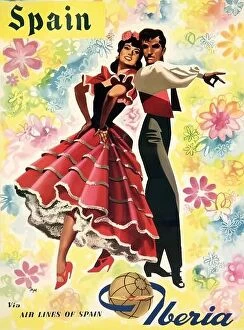 Retro Travel Poster Collection: Vintage 1930s Travel Poster - Flamenco Dancers - Spain