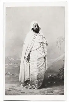Vintage 19th century photograph: Abdelkader ibn Muhieddine (6 September 1808 – 26 May 1883; Arabic)