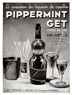 Liquor Prints: Vintage Advert, Advertisement or Publicity for Pippermint Gel a Mint