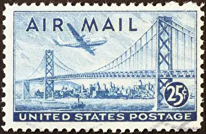 Air Mail Prints: Vintage american air mail postage stamp