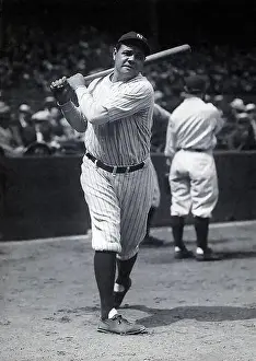 Swinging Prints: Vintage black and white photo of Babe Ruth