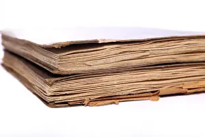 Distressed Prints: Vintage books with worn pages