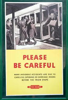 Swanage Prints: Vintage British Railways rail safety poster, Swanage railway station, Dorset, England, UK