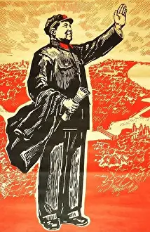 Founder Prints: Vintage Chinese propaganda poster with Chairman Mao Zedong