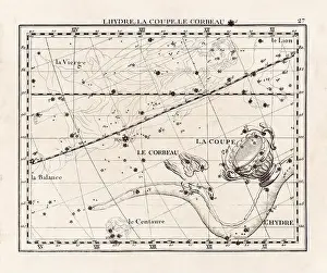 Celestial Navigation Prints: Vintage constellation illustration from the early 18th century